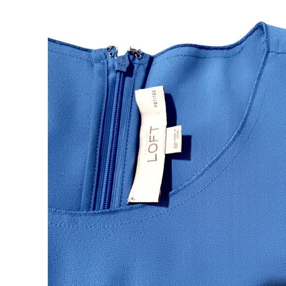 LOFT A-Line Dress Midi XS 0 Petite Blue Circle Skirt Dressy Event Office‎ Career - Picture 5 of 9